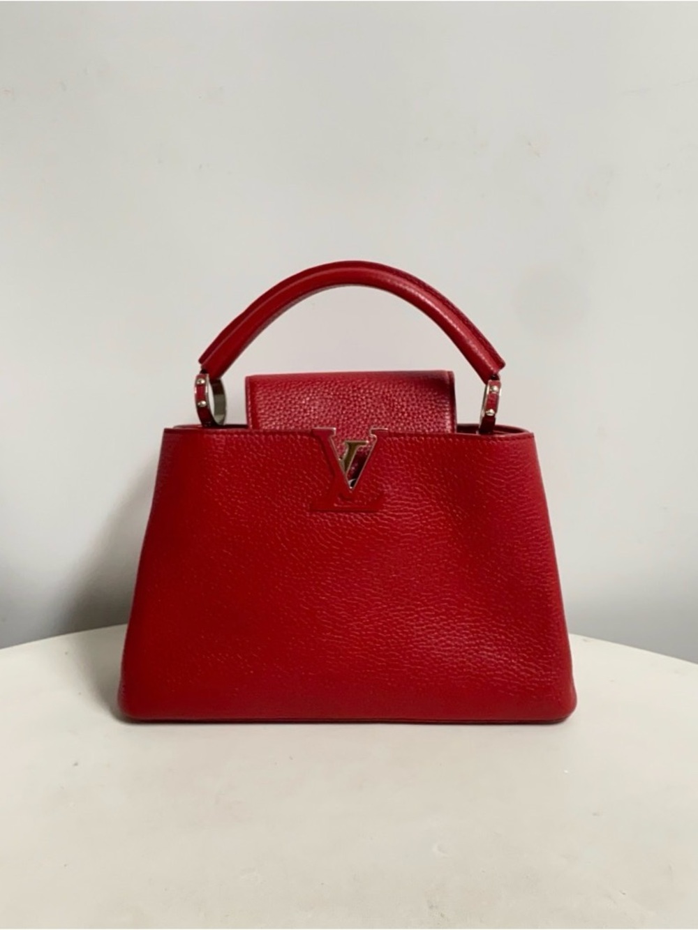 Louis Vuitton Red Top-Handle Satchel with LV Accent